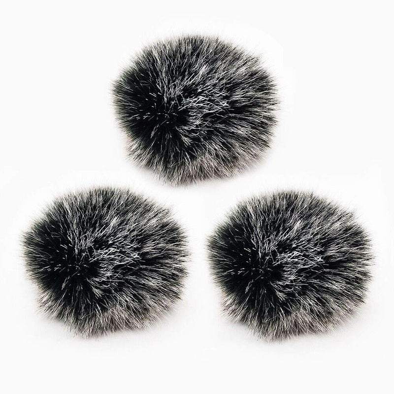 BornFeel Lavalier Wind Muff 3 Pack Lapel Microphone Wind Muff 0.2/0.4 Inch Furry Lav Windscreen Windproof Wind Screen (0.4inch, Black/White) - Image 1